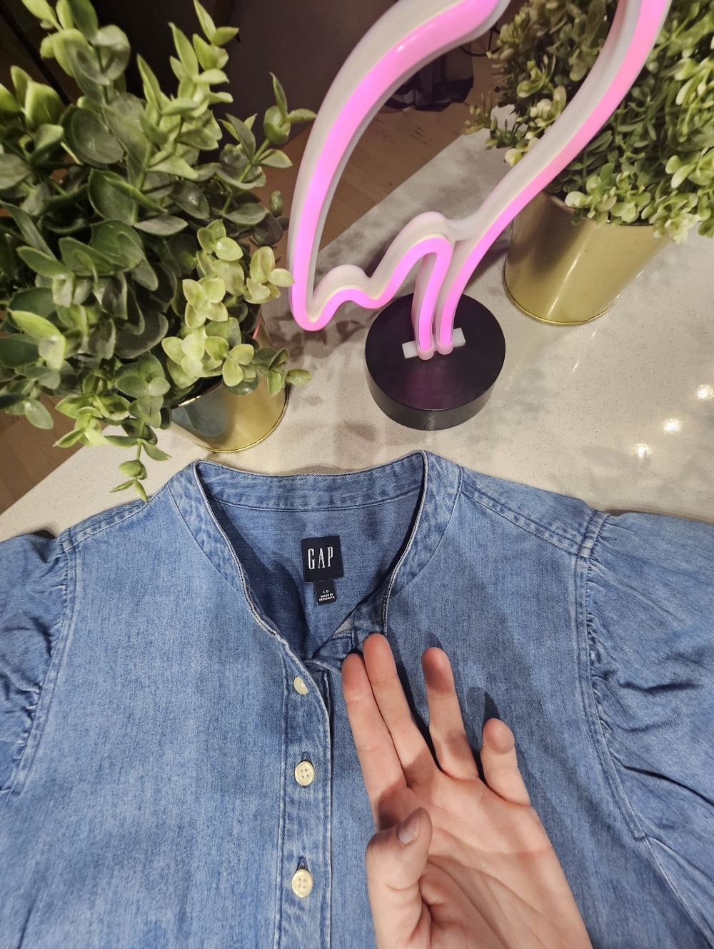 GAP Robe Midi En Denim Véritable Bleue Claire - Picture 4 of 7
